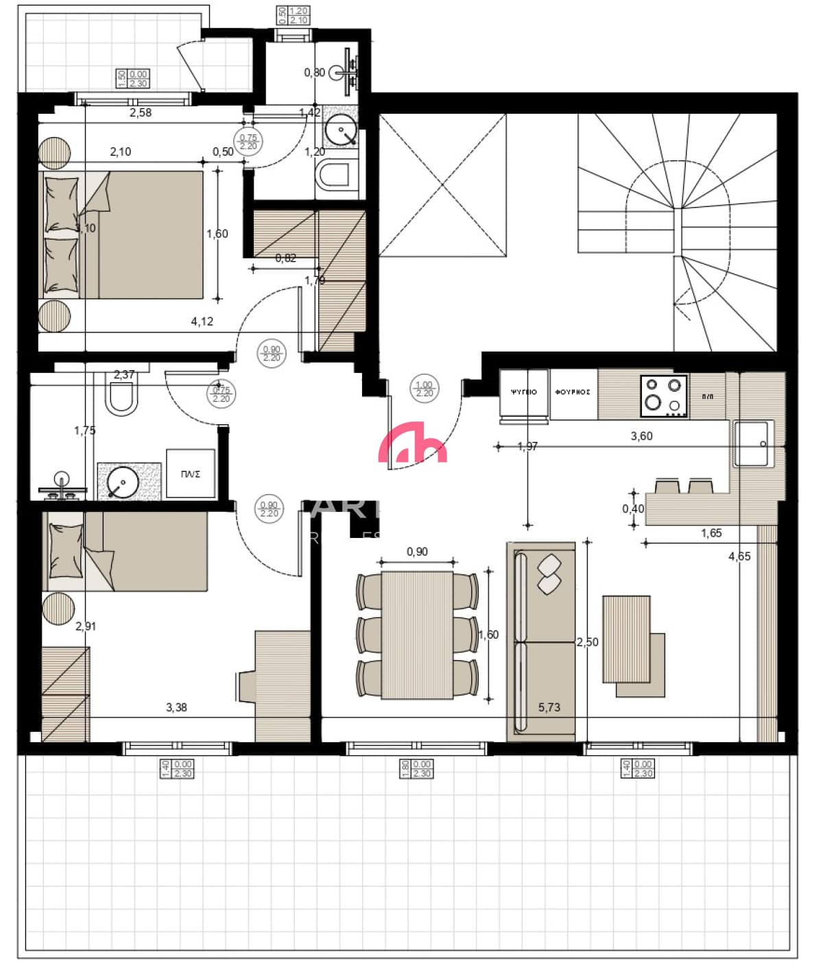Apartment in Center, Kalamaria — Photo 9 of 11